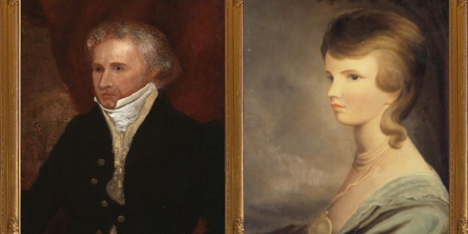 Painted portraits of Thomas Peter and to the right Martha Peter (Granddaughter of Martha Washington)