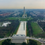 Aerial view of National Mall from Capital to Washington Monument