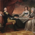 Jack, George Washington, Patsy, Martha Washington sitting at table